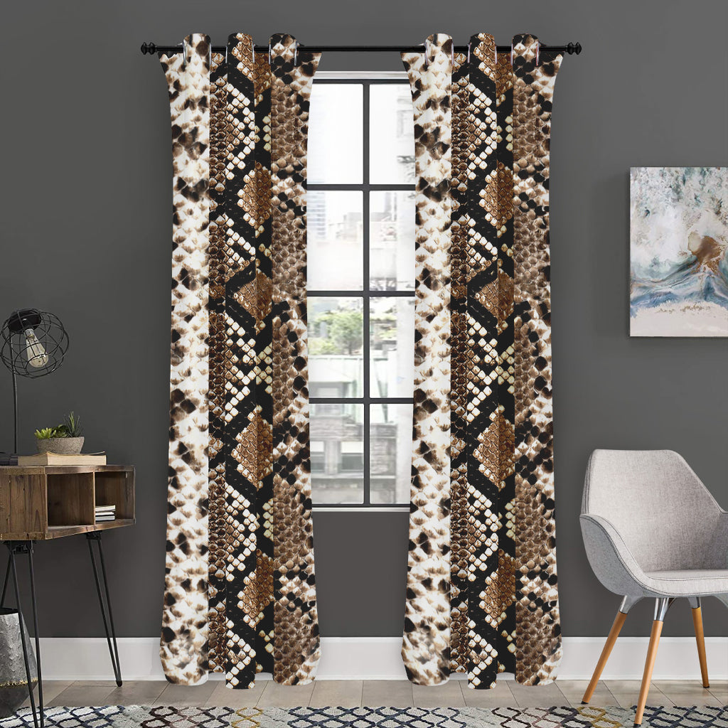 Brown Python Snakeskin Print Curtain