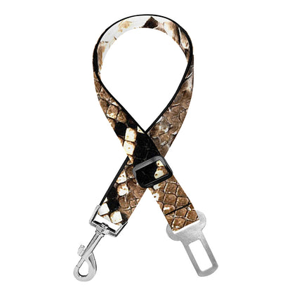 Brown Python Snakeskin Print Dog Seat Belt
