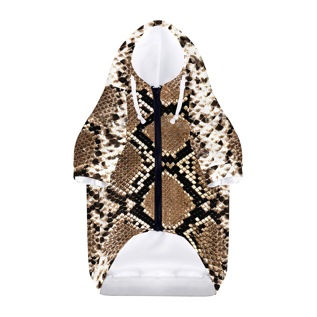 Brown Python Snakeskin Print Dog Zip Up Hoodie