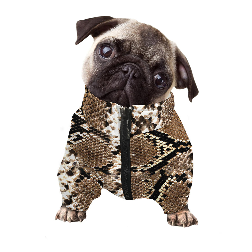 Brown Python Snakeskin Print Dog Zip Up Jacket