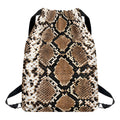 Brown Python Snakeskin Print Drawstring Backpack