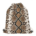 Brown Python Snakeskin Print Drawstring Bag