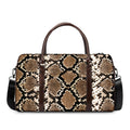 Brown Python Snakeskin Print Duffel Bag