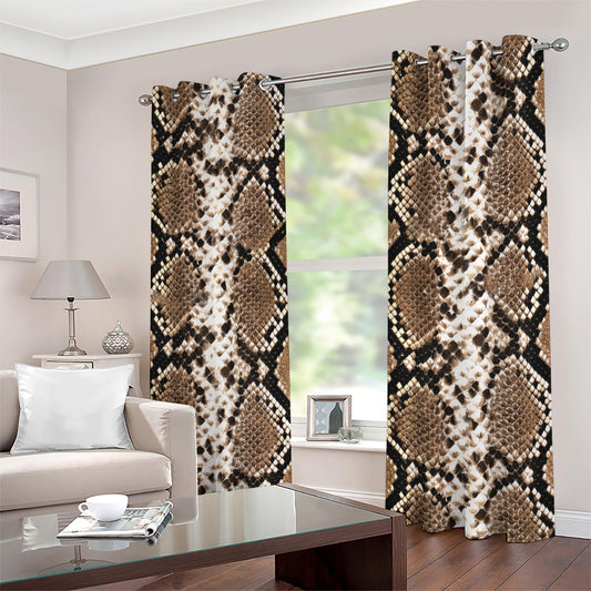 Brown Python Snakeskin Print Extra Wide Grommet Curtains