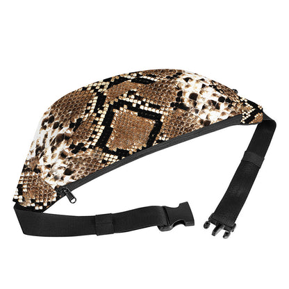 Brown Python Snakeskin Print Fanny Pack