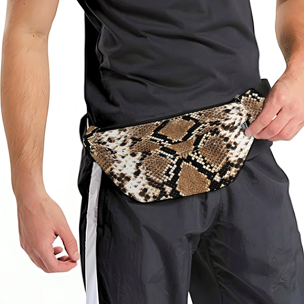 Brown Python Snakeskin Print Fanny Pack