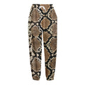 Brown Python Snakeskin Print Fleece Lined Knit Pants