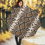 Brown Python Snakeskin Print Foldable Umbrella