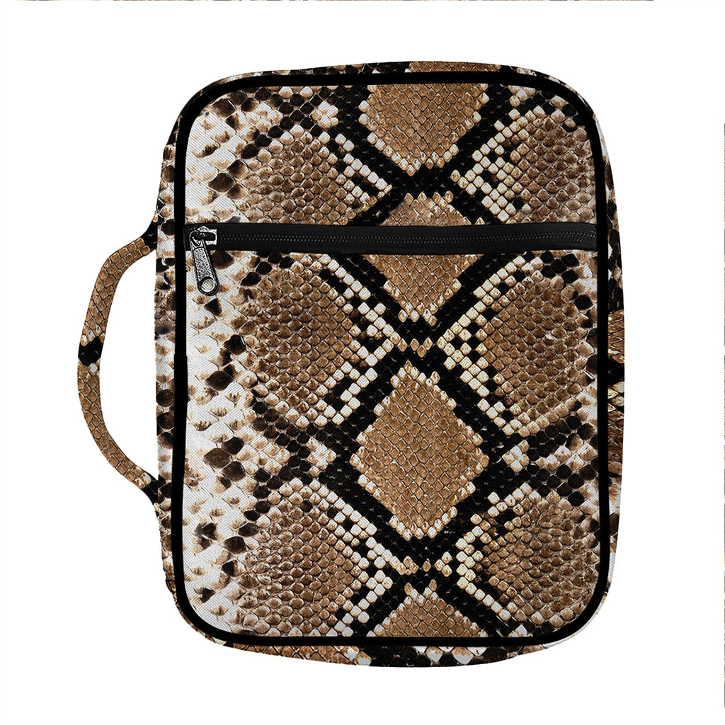 Brown Python Snakeskin Print Front Pocket Bible Bag