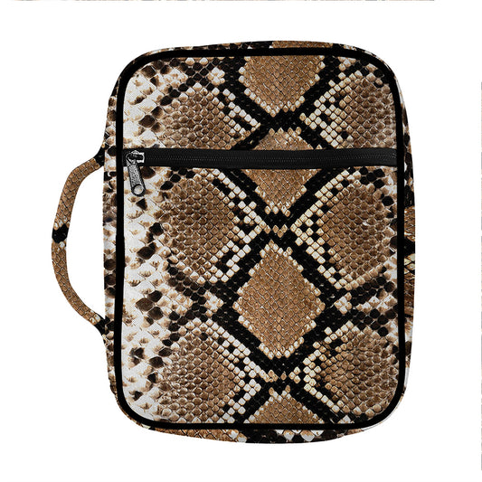 Brown Python Snakeskin Print Front Pocket Bible Bag