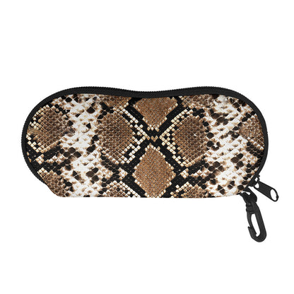 Brown Python Snakeskin Print Glasses Case