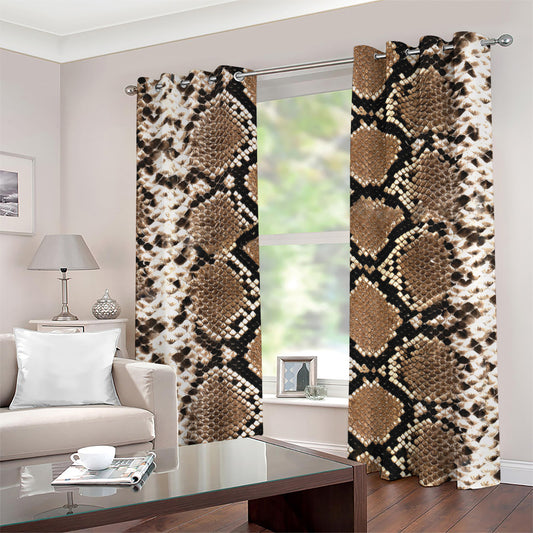 Brown Python Snakeskin Print Grommet Curtains