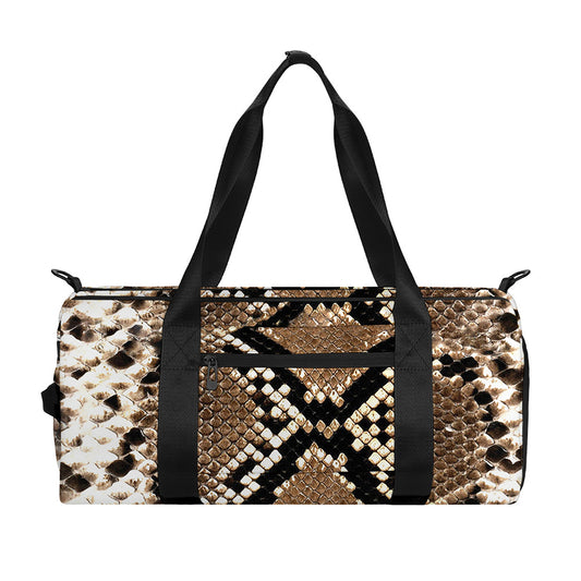 Brown Python Snakeskin Print Gym Bag