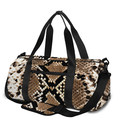 Brown Python Snakeskin Print Gym Bag