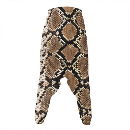 Brown Python Snakeskin Print Hammer Pants