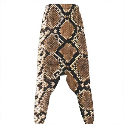 Brown Python Snakeskin Print Hammer Pants