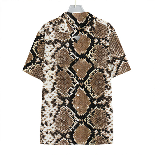 Brown Python Snakeskin Print Hawaiian Shirt