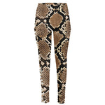 Brown Python Snakeskin Print High-Waisted Pocket Leggings