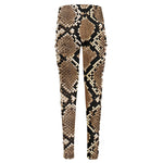 Brown Python Snakeskin Print High-Waisted Pocket Leggings