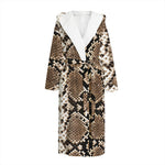 Brown Python Snakeskin Print Hooded Bathrobe