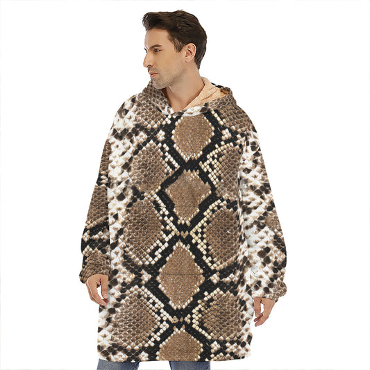 Brown Python Snakeskin Print Hoodie Blanket