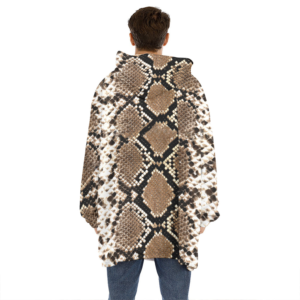 Brown Python Snakeskin Print Hoodie Blanket