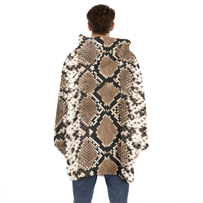 Brown Python Snakeskin Print Hoodie Blanket