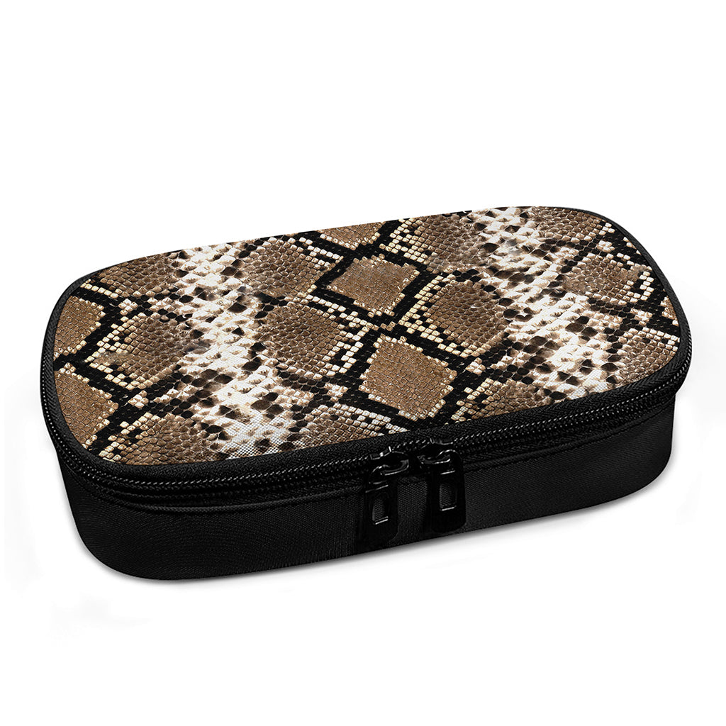 Brown Python Snakeskin Print Insulin Cooler Travel Case