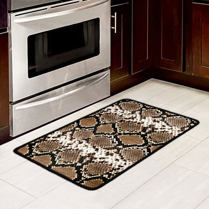 Brown Python Snakeskin Print Kitchen Mat