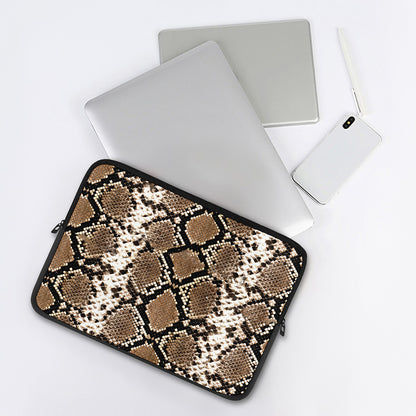 Brown Python Snakeskin Print Laptop Sleeve