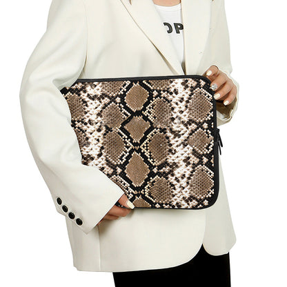 Brown Python Snakeskin Print Laptop Sleeve