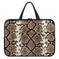 Brown Python Snakeskin Print Laptop Sleeve With Handle