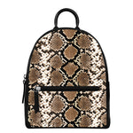 Brown Python Snakeskin Print Leather Backpack