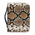 Brown Python Snakeskin Print Leather Bible Cover