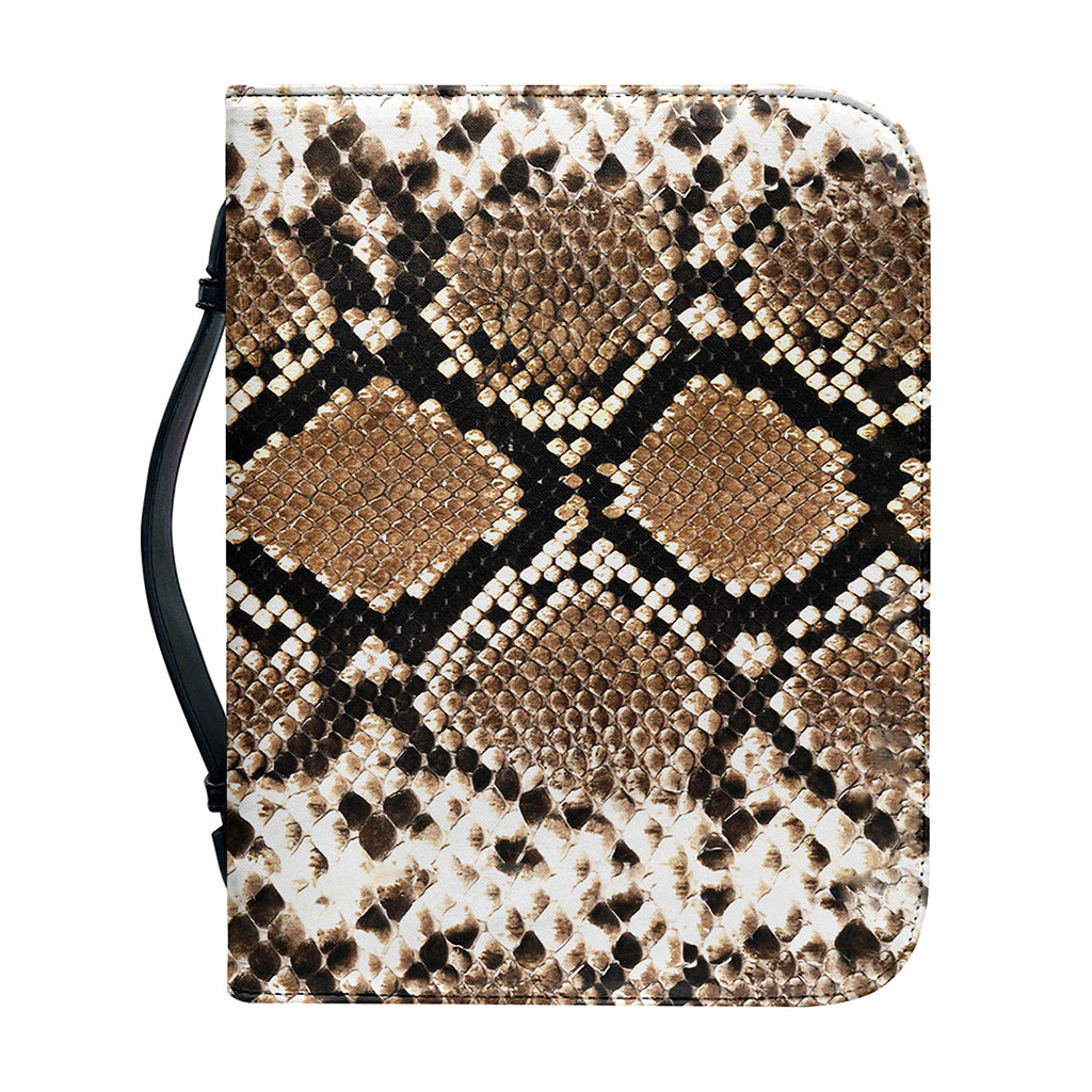 Brown Python Snakeskin Print Leather Bible Cover