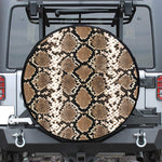 Brown Python Snakeskin Print Leather Spare Tire Cover