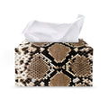 Brown Python Snakeskin Print Leather Tissue Box Cover