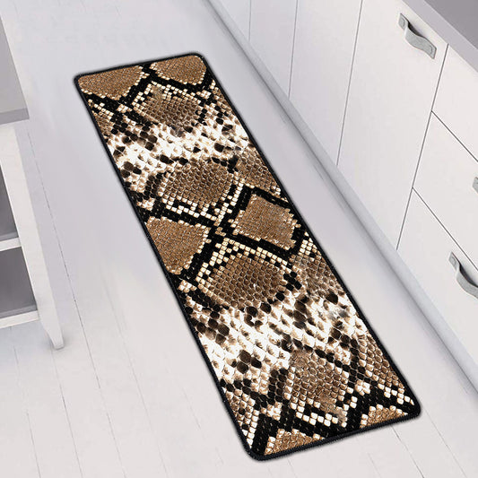 Brown Python Snakeskin Print Long Kitchen Mat