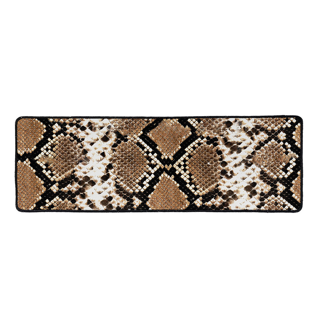Brown Python Snakeskin Print Long Kitchen Mat