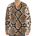 Brown Python Snakeskin Print Long Sleeve Baseball Jersey
