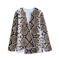 Brown Python Snakeskin Print Long Sleeve Short Coat