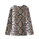 Brown Python Snakeskin Print Long Sleeve Short Coat