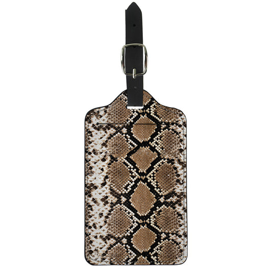 Brown Python Snakeskin Print Luggage Tag