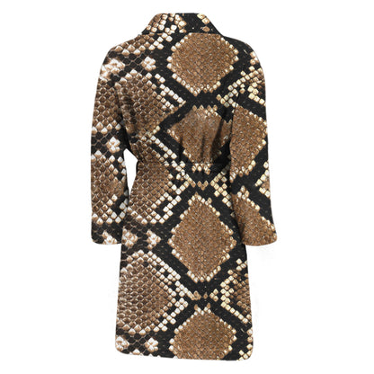 Brown Python Snakeskin Print Men's Bathrobe