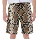 Brown Python Snakeskin Print Men's Beach Shorts