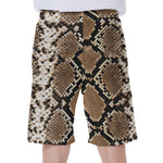 Brown Python Snakeskin Print Men's Beach Shorts