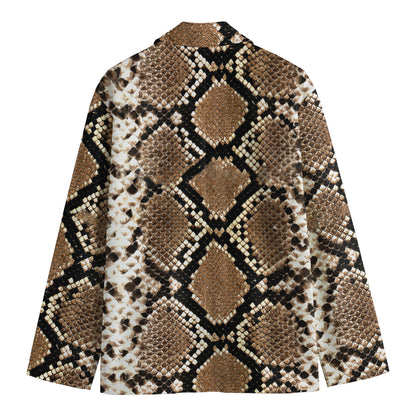Brown Python Snakeskin Print Men's Blazer
