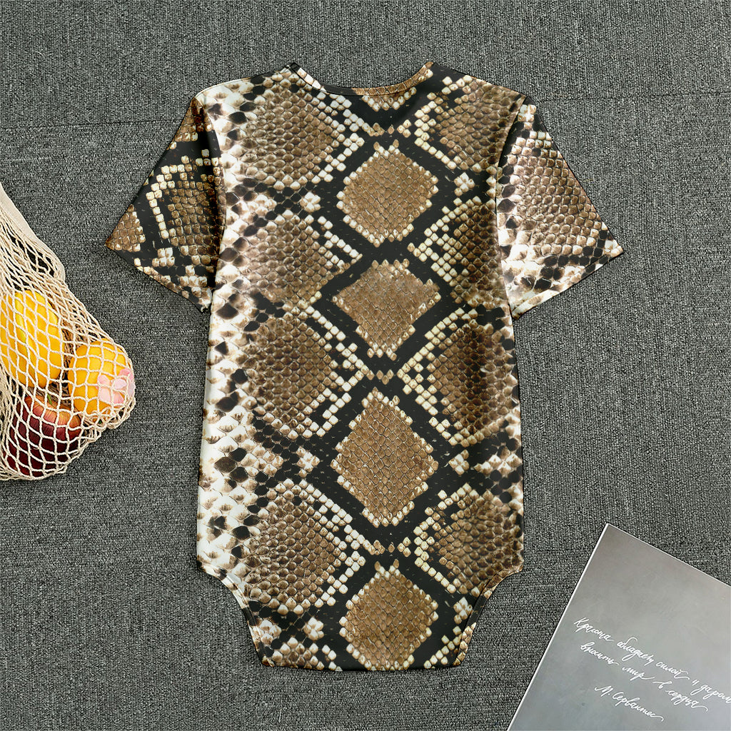 Brown Python Snakeskin Print Men's Bodysuit