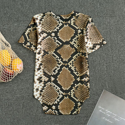 Brown Python Snakeskin Print Men's Bodysuit