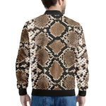 Brown Python Snakeskin Print Men's Bomber Jacket